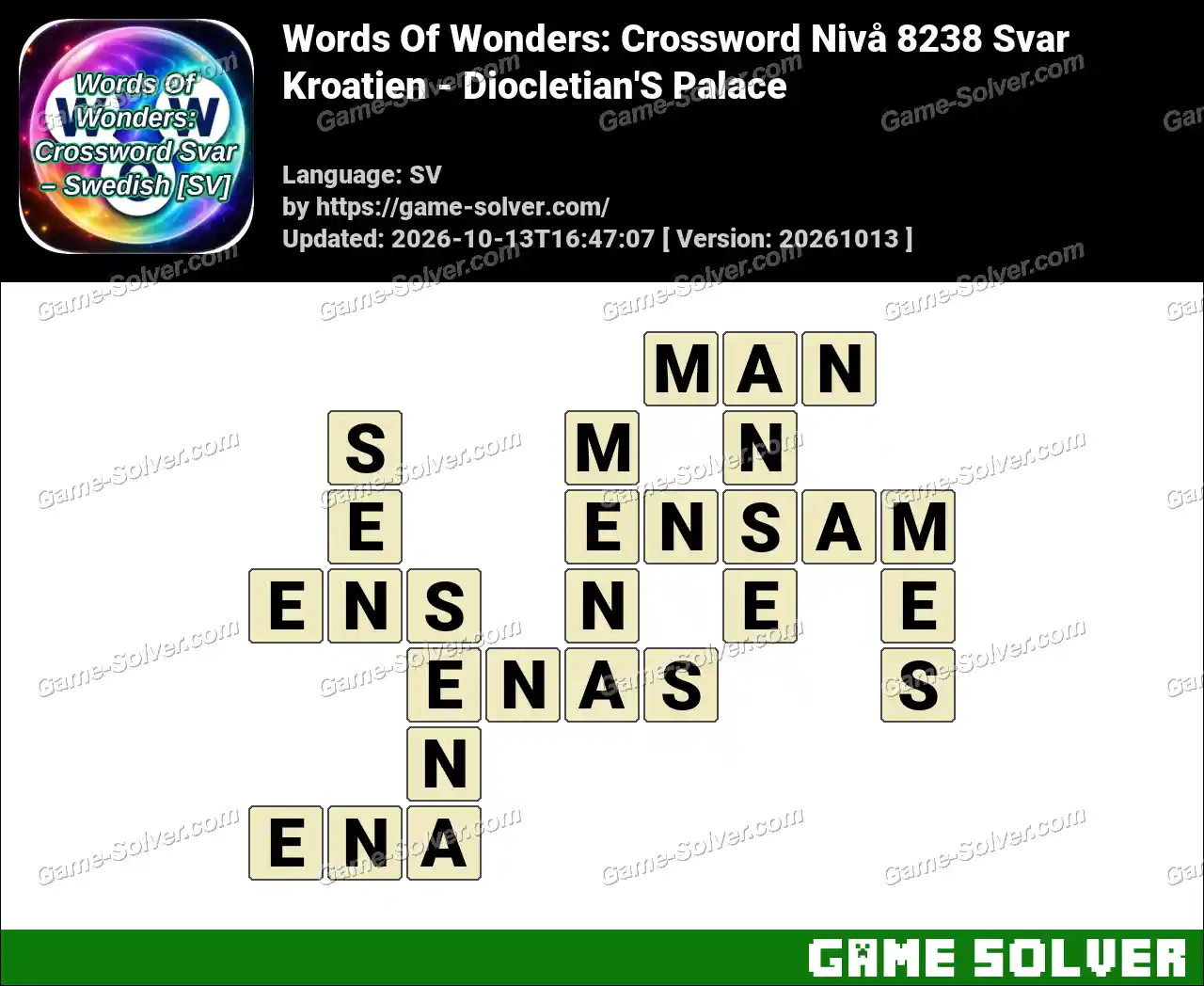 Words Of Wonders: Crossword Nivå 8238 Svar – Kroatien – Diocletian’S Palace